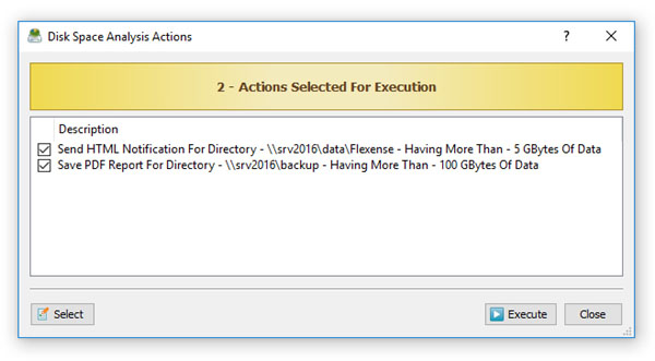 DiskSavvy Conditional Disk Space Analysis Actions Preview